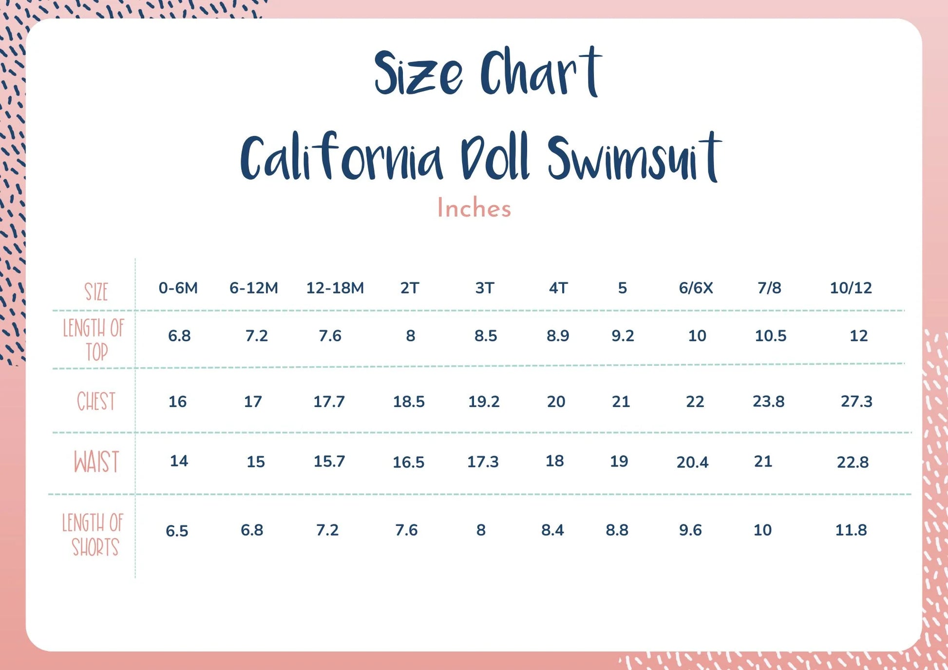 California Doll 2 piece swim suit Pre-order - Bella June's Boutique