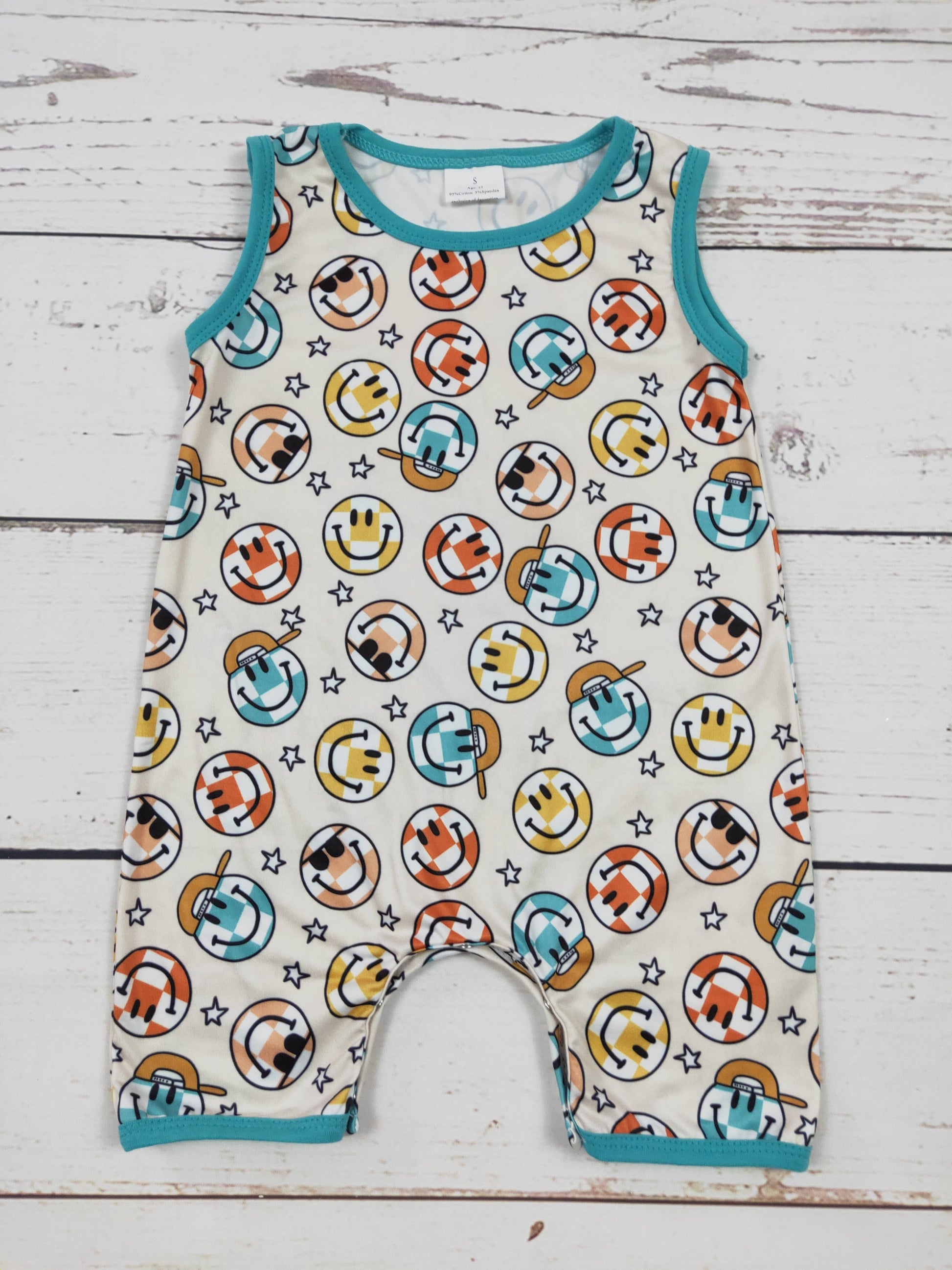Checkered Smile Baby Boy Bubble - Bella June's Boutique