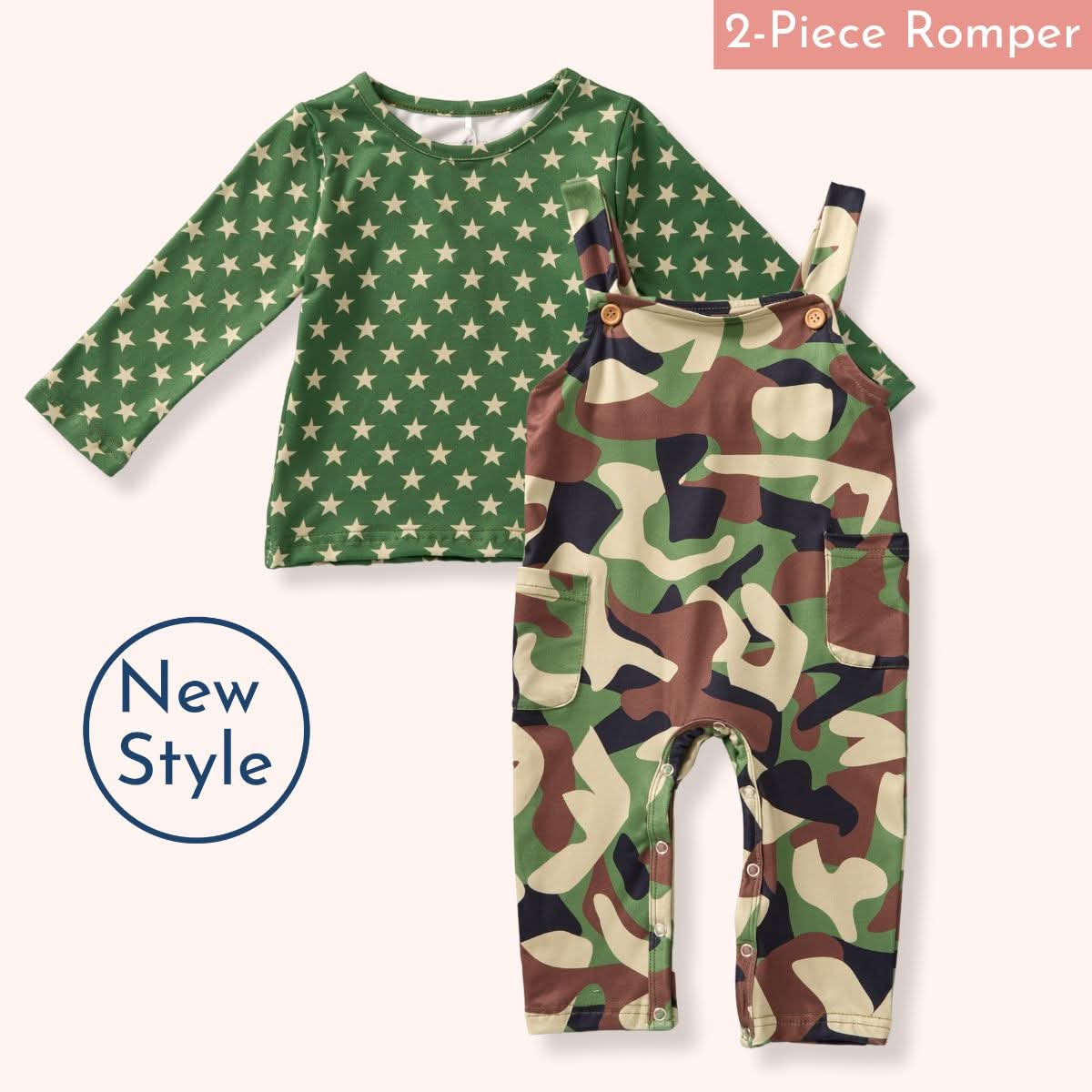 Camo Crew Romper - Bella June's Boutique